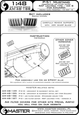 Master (Pl) 48188 P-51 Mustang carbur.air filter cover RAF 2 1/48