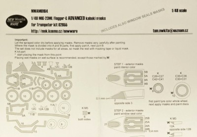 New Ware NWA-M0104 Mask MiG-23ML Flogger-G ADVANCED (TRUM 02855) 1/48