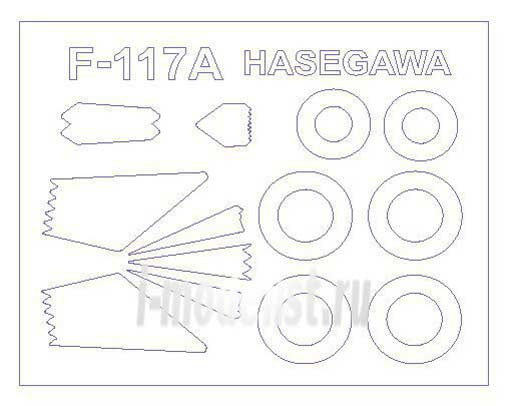 KV Models 72651 F-117A Nighthawk (HASEGAWA #E1,#00833,#02011,#02256) + маски на диски и колеса Hasegawa 1/72