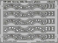 Eduard TP502 German Bike Licence Plates