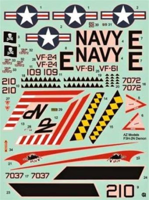 AZ Model A4012 McDonnel Douglas F3H-2N Decal set - Part 1 1/48 1/72