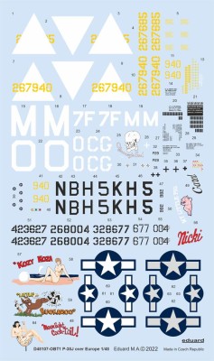 Eduard D48107 Decals P-38J over Europe (TAM) 1/48