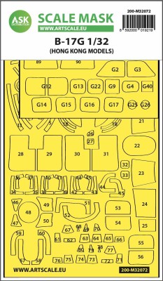 Art Scale 200-M32072 Boeing B-17G Flying Fortress canopy frame paint masks (inside &amp; outside) 1/32