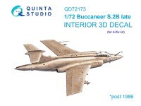 Quinta studio QD72173 Blackburn Buccanneer S.2B Late (Airfix) 3D Декаль интерьера кабины 1/72