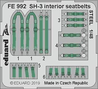 Eduard FE992 1/48 SH-3 interior seatbelts STEEL (HAS)
