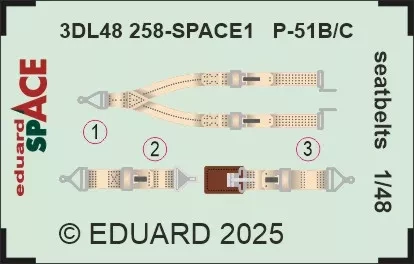 Eduard 3DL48258 P-51B/C seatbelts SPACE 1/48