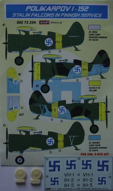 Kora Model DEC72204 Polikarpov I-152 in Finnish service декали декали 1/72