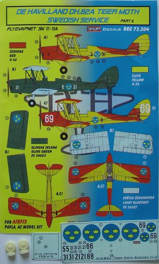 Kora Model DEC72304 DH.82A Tiger Moth Swedish Service Pt.2 декали декали 1/72