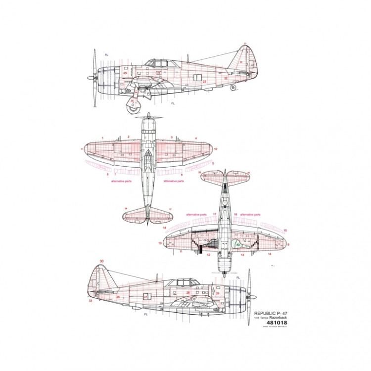 HGW 481018 P-47D Thunderbolt Razorback (TAM) - RIVETS 1/48