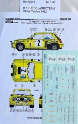 Reji Model 43041 Renault 5 AGROTEAM Rallye Teplice 1982 1/43