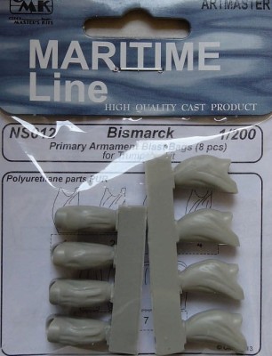 CMK NS012 Bismarck - primary armam.blast bags (8 pcs.) 1/200