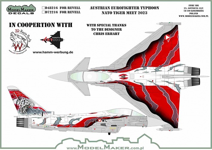 Model Maker Decals D48216 Austrian Eurofighter EF-2000A Typhoon NATO Tiger Meet 2023 1/48