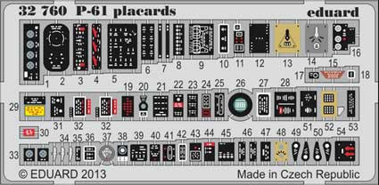 Eduard 32760 P-61 placards