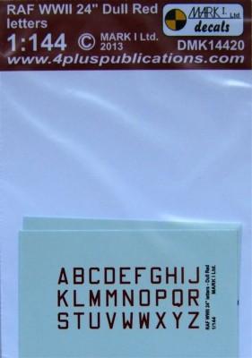 4+ Publications DMK-14420 1/144 Decals RAF WWII 24&quot; Dull Red letters