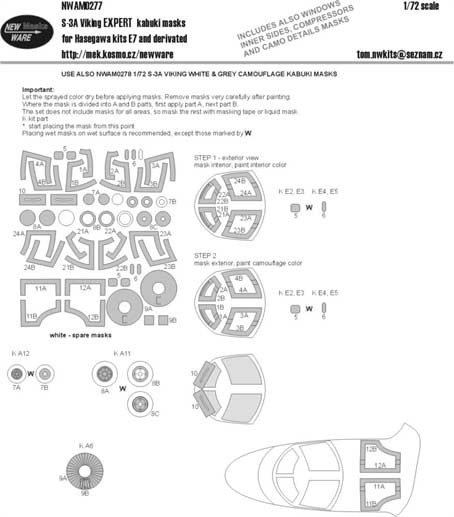 New Ware NWA-M0277 1/72 Mask S-3A Viking EXPERT (HAS E7)