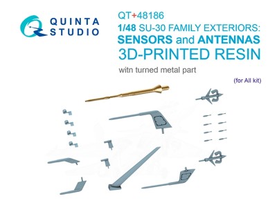 Quinta studio QT+48186 Набор экстерьера Су-30СМ: внешние датчики, антенны и трубка ПВД (для всех моделей) 1/48