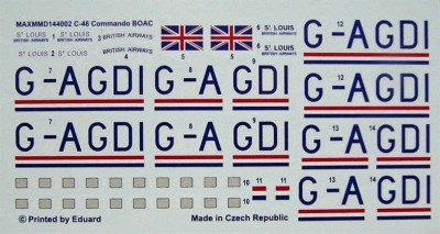 Maestro Models MMCD14402 1/144 C-46 Commando - BOAC (decals)