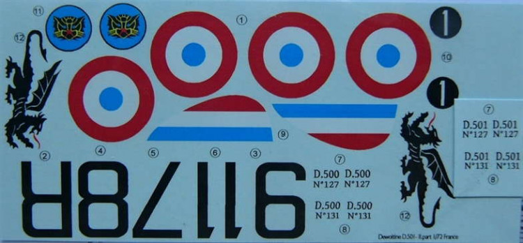 LF Model C72128 Decals D.501 over France - Part 2 (SMER/HELL) 1/72