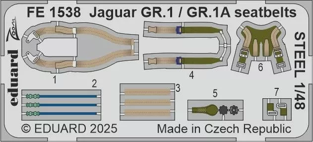 Eduard FE1538 Jaguar GR.1 / GR.1A seatbelts STEEL (AIRF) 1/48