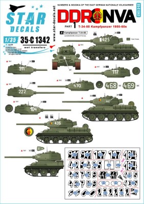 Star Decals 35-C1342 DDR-NVA # 1. East Germany. T-34-85 Kampfpanzer 1950-60s [Soviet] 1/35