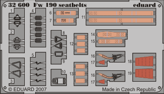 Eduard 32600 Fw 190 seatbelts S.A.