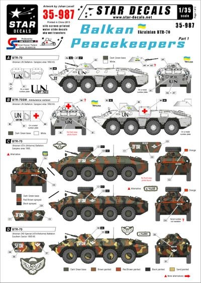 Star Decals STAR35987 Balkan Peacekeepers #1 - Ukrainian BTR-70 1/35