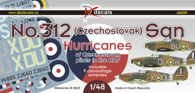 Dk Decals 48059 No.312 Sqn RAF Hurricanes CZ pilots (9x camo) 1/48