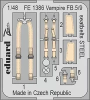 Eduard FE1386 Vampire FB.5/9 seatbelts STEEL (AIRF) 1/48