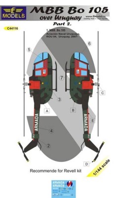 Lf Model C44116 Decals MBB Bo 105 over Uruguay (REV) Part 2 1/144