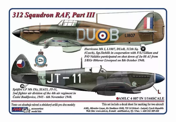 AML AMLC144007 Decals 312 th Squadron RAF, Part III 1/144