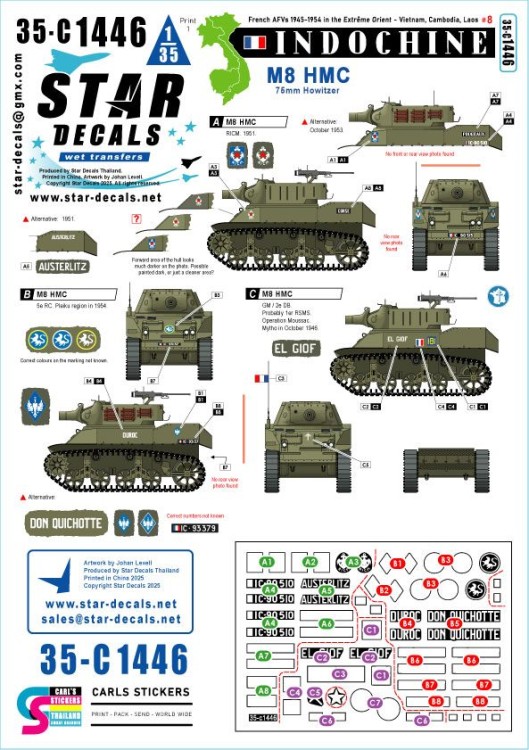 Star Decals 35-C1446 Indochine # 8 French M8 75mm HMC 1/35