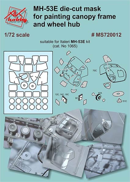 A-Squared BMS720012 Sikorsky MH-53E Sea Dragon die-cut mask for painting canopy frame and wheel hub. 1/72