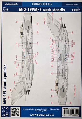 Eduard D48065 1/48 Decals MiG-19 stencils Czech (EDU)