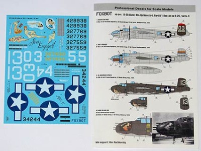 Foxbot Decals FBOT48044A North-American B-25G/H/J Mitchell (Late) &quot;Pin-Up Nose Art&quot; Part # 4 1/48
