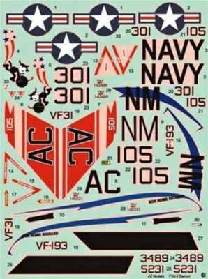 AZ Model A4013 McDonnel Douglas F3H-2N Decal set - Part 2 1/48 1/72