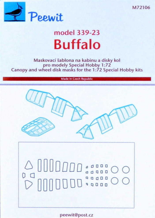 Peewit PW-M72106 1/72 Canopy mask model 339-23 Buffalo (SP.HOBBY)