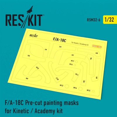 Reskit RSM32-0006 F/A-18C Pre-cut painting masks for Kinetic / Academy kit Kinetic / Academy 1/32