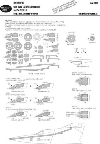 New Ware NWA-M0781 1/72 Mask MiG-25 RU EXPERT (ICM 72176)