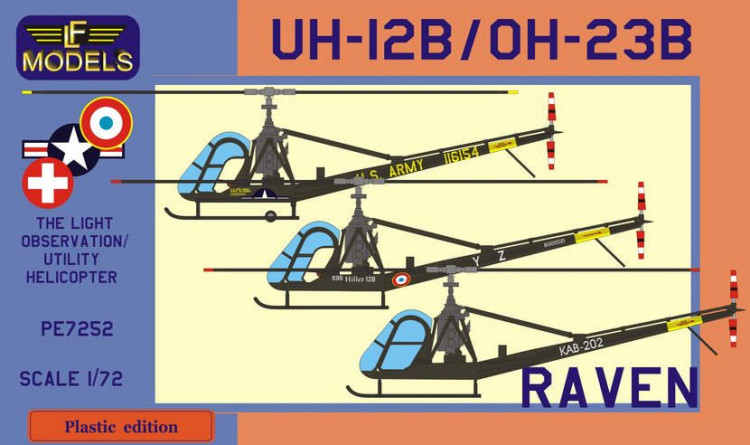 Lf Model P7252 Hiller UH-12B/OH-23B Raven (3x camo) 1/72