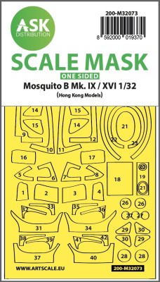 Art Scale 200-M32073 de Havilland Mosquito B Mk.IX/XVI canopy frame paint masks (outside only) 1/32
