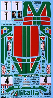Reji Model 308 Fiat 131 Abarth Alitalia '78 Portugal/M.Carlo 1/24