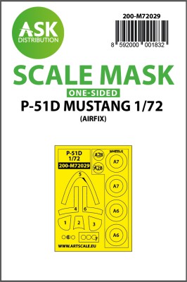 Art Scale 200-M72029 North-American P-51D Mustang wheels and canopy frame paint mask (outside only) 1/72