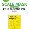 Art Scale 200-M72029 North-American P-51D Mustang wheels and canopy frame paint mask (outside only) 1/72