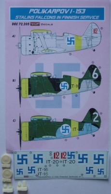 Kora Model DEC72205 Polikarpov I-153 in Finnish service декали декали 1/72