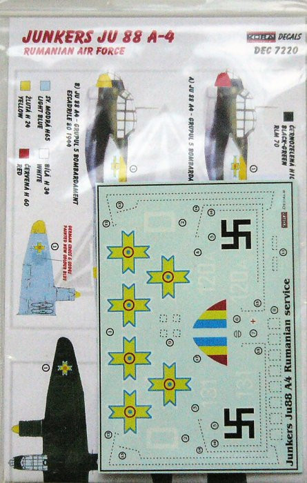 Kora Model DEC7220 Junkers Ju 88 A-4 (Romanian AF) декали декали 1/72