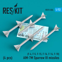 Reskit RS72-0324 AIM-7M Sparrow III missiles (4pcs) (F-4, F-5, F-15, F-16, F-14, F-18) Revell, Tamiya, Hasegawa, FineMolds, Italeri,  Academy Fujimi 1/72