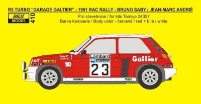 Reji Model 410 Renault 5 Turbo 1981 RAC Rallye B.Saby 1/24