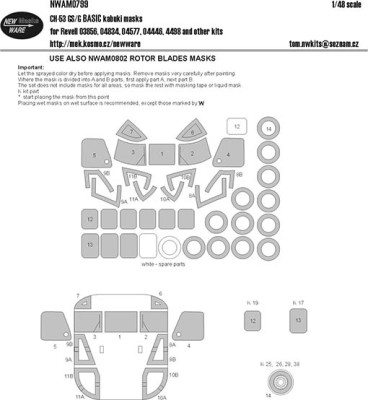 New Ware NWA-M0799 1/48 Mask CH-53 GS/G BASIC (REV)