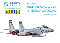 Quinta studio QD48214 Cо смоляными деталями F-15C PAD-upgraded (GWH) 3D Декаль интерьера кабины 1/48