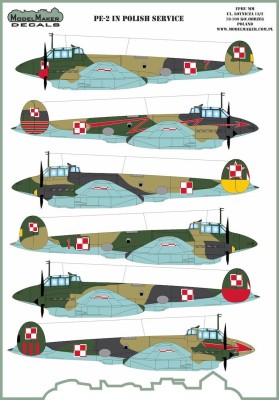 Model Maker Decals D72129 Petlyakov Pe-2 Pe-2 IN POLISH SERVICE 1/72